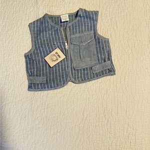 Striped Blue Denim Vest